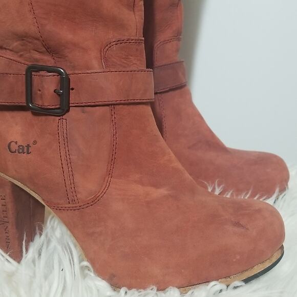 Cat Caterpillar Shonelle Knee high Distressed Leather CAT Boots - Picture 3 of 8